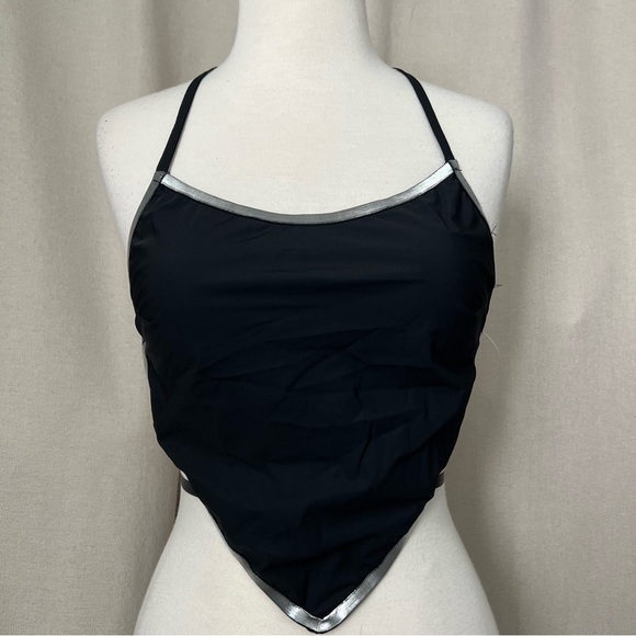 FLAUNT IT TIE BACK HANKER-CHIEF HALTER TOP Black Large - Picture 6 of 14